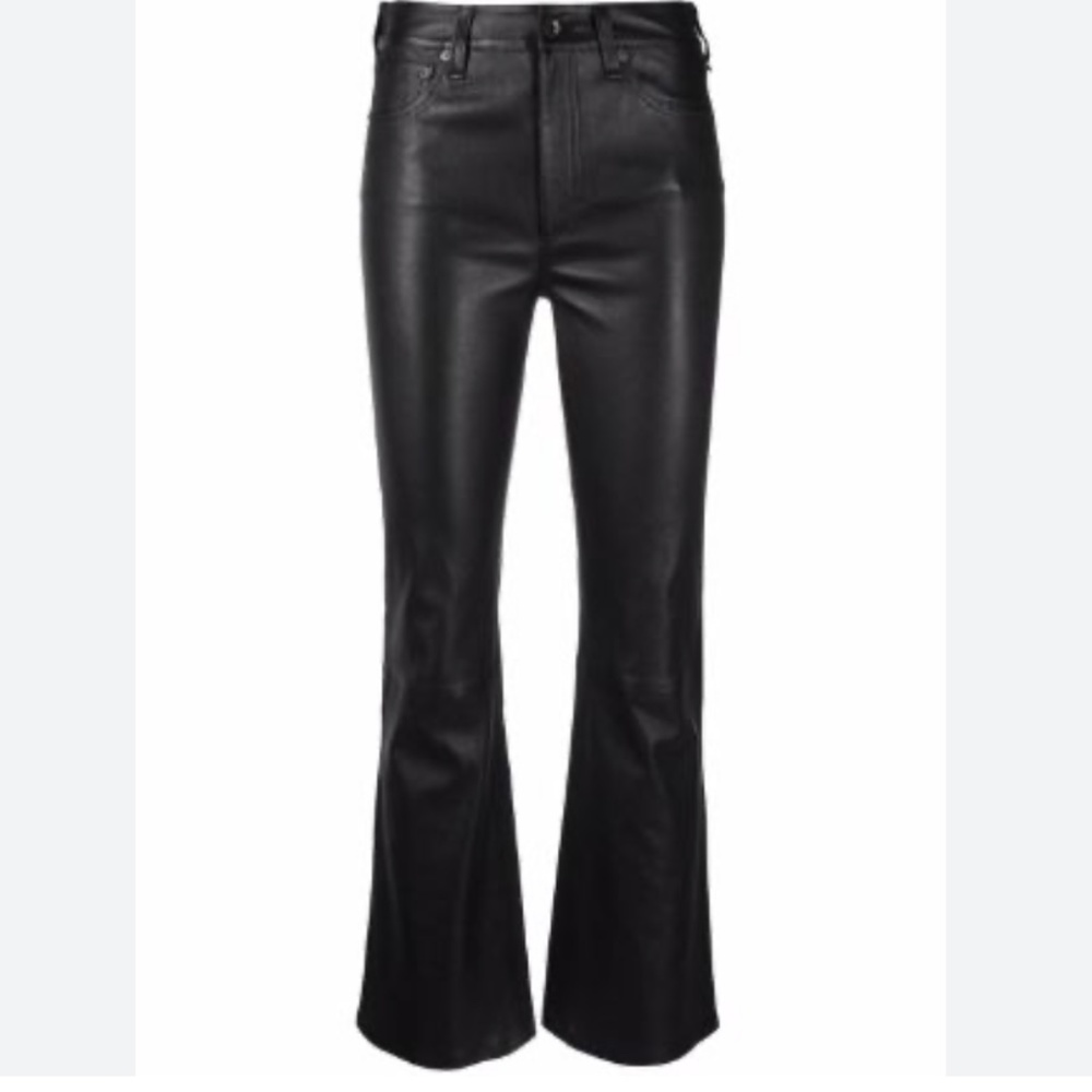 NWOT Rag & Bone Black Leather Cropped Pants Size 24
